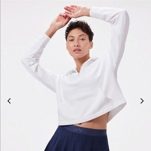 New white Pickup 1/2zip sweatshirt from Outdoor Voices